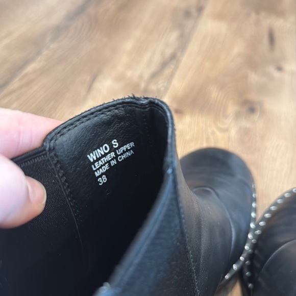 Ash Women’s Wino Ankle Bootie Black Leather Studded Rim Size 7.5 / EU 38 - Picture 6 of 9